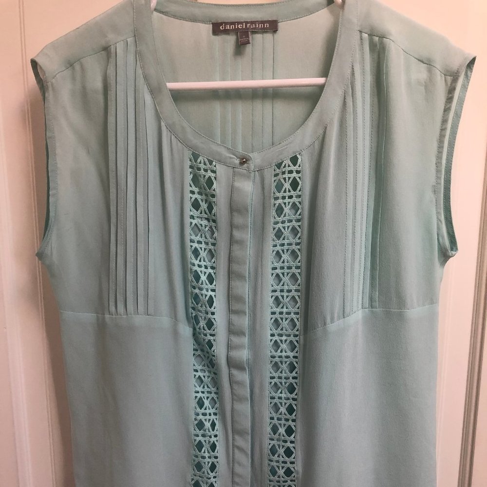 Daniel Rainn Mint Silk Blouse, Size Small